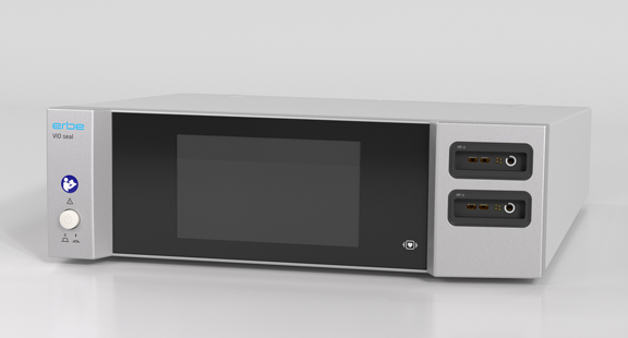 Front view of the VIO® seal electrosurgical generator with inactive screen, showing the device’s interface and design.